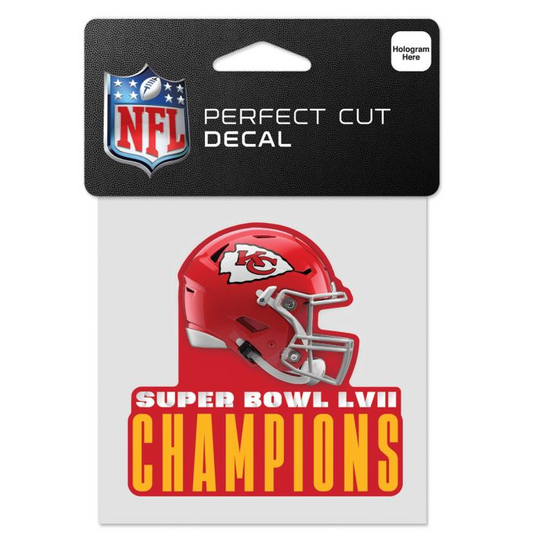 KANSAS CITY CHIEFS SUPER BOWL LVII CHAMPIONS 4" X 4" PERFECT CUT COLOR DECAL