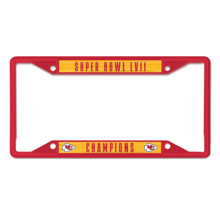 KANSAS CITY CHIEFS SUPER BOWL LVII CHAMPIONS LASER LICENSE PLATE FRAME