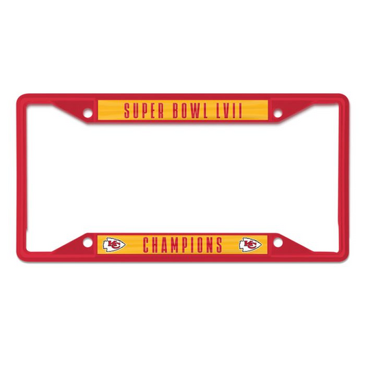 KANSAS CITY CHIEFS SUPER BOWL LVII CHAMPIONS LASER LICENSE PLATE FRAME