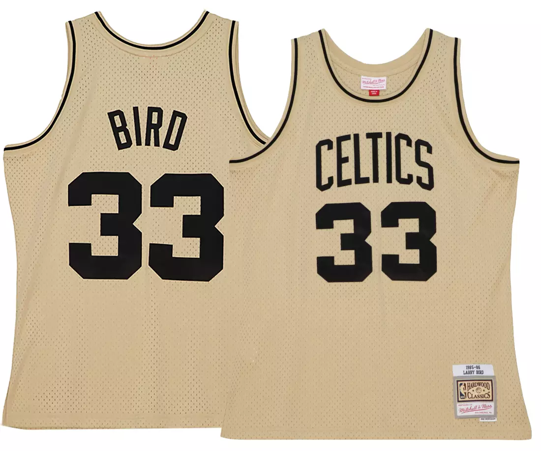 LARRY BIRD MEN'S BOSTON CELTICS MITCHELL & NESS SWINGMAN JERSEY - KHAKI