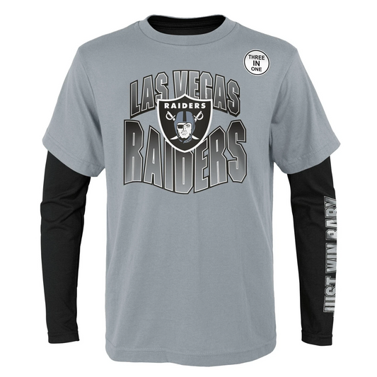 LAS VEGAS RAIDERS KIDS GAME DAY T-SHIRT COMBO SET - GRAY/BLACK