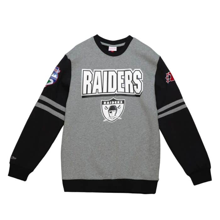 Men's Mitchell & Ness Silver Las Vegas Raiders All Over 2.0 Pullover  Sweatshirt