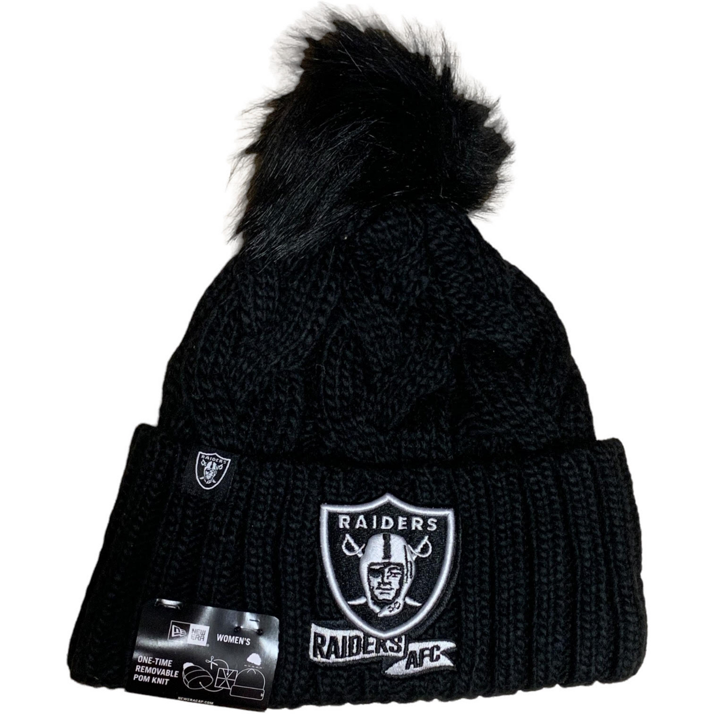 LAS VEGAS RAIDERS WOMEN'S 2022 SIDELINE CUFFED KNIT - BLACK/WHITE