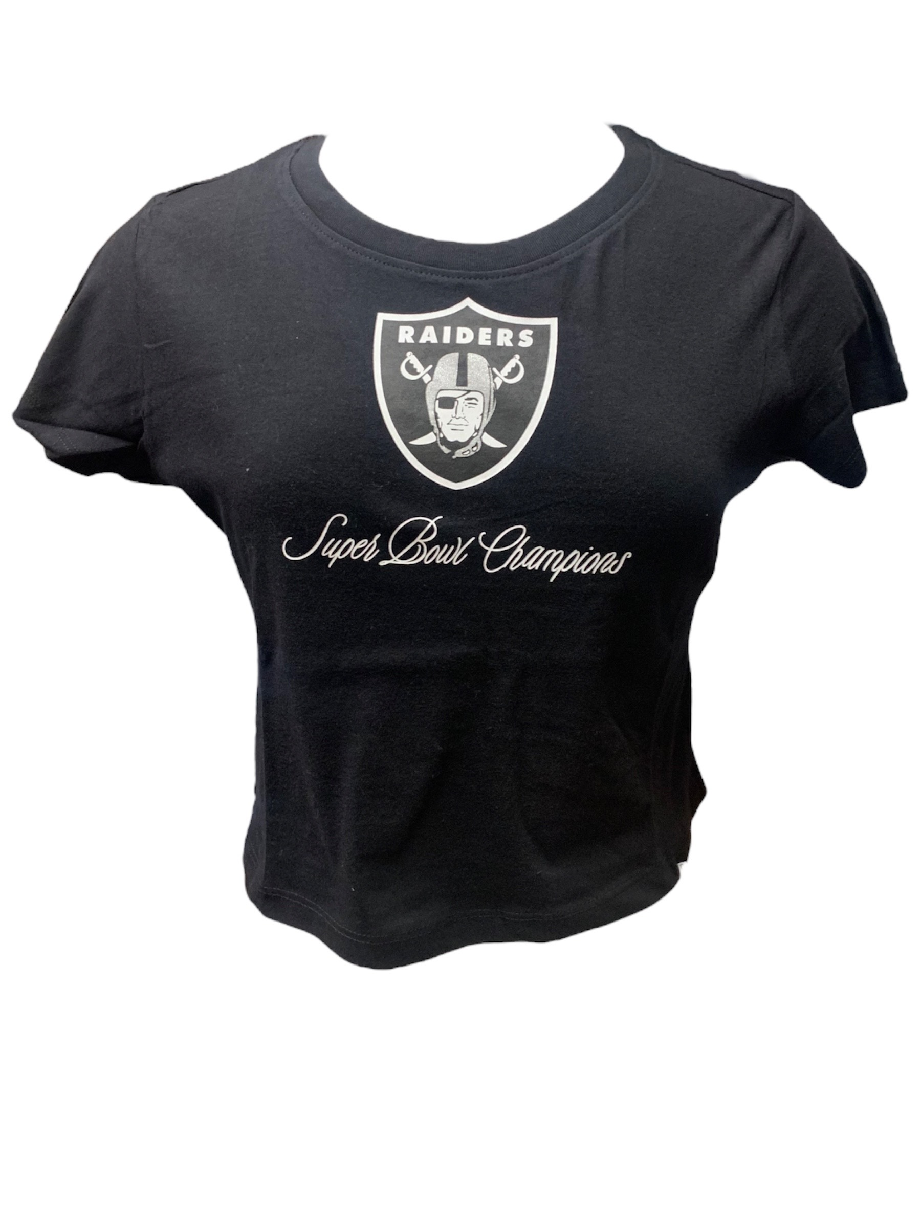 oakland raiders gear Women's New Era Black Las Vegas Raiders Historic Champs T-Shirt, Size: XL