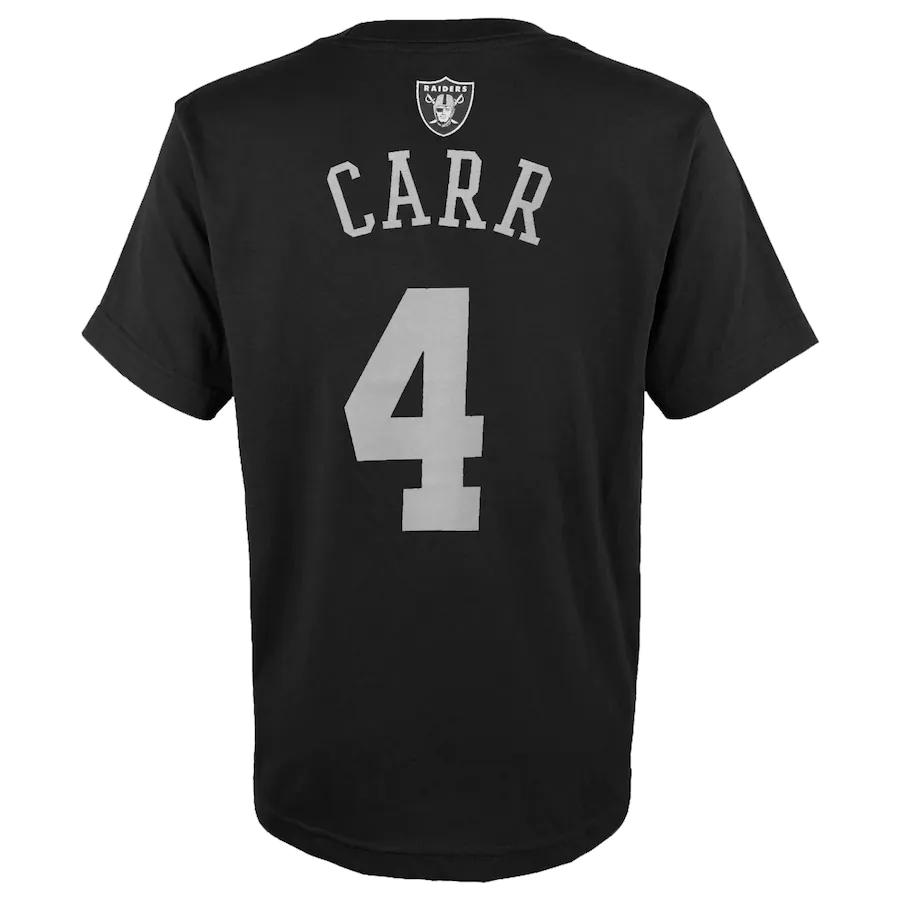 LAS VEGAS RAIDERS YOUTH DEREK CARR MAINLINER NAME AND NUMBER T-SHIRT
