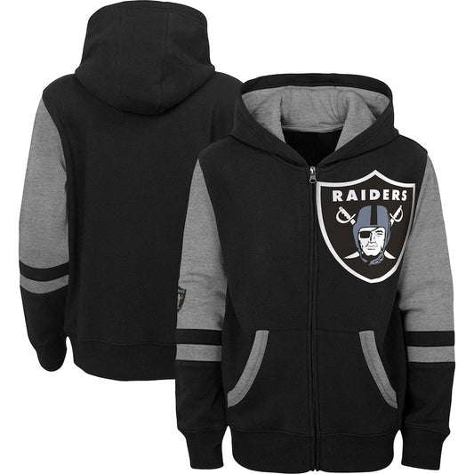 LAS VEGAS RAIDERS YOUTH FULL ZIP STADIUM COLOR BLOCK SWEATER