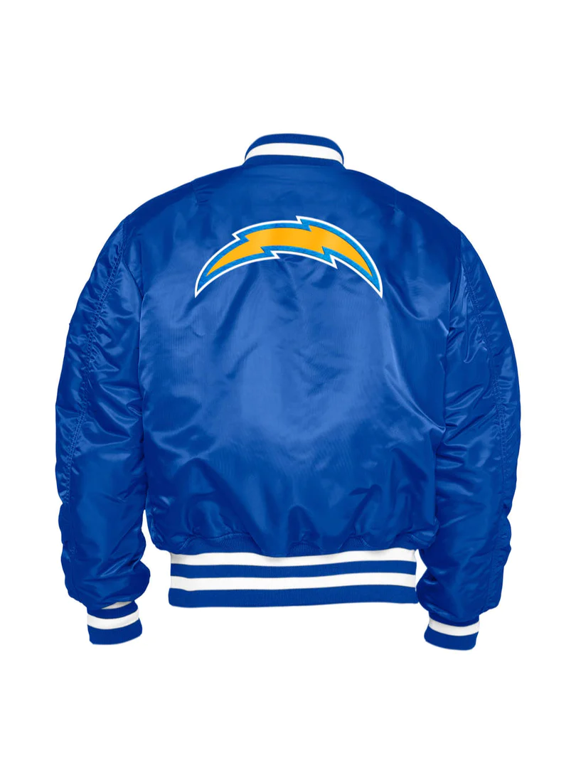 LOS ANGELES CHARGERS ALPHA INDUSTRIES REVERSIBLE BOMBER JACKET