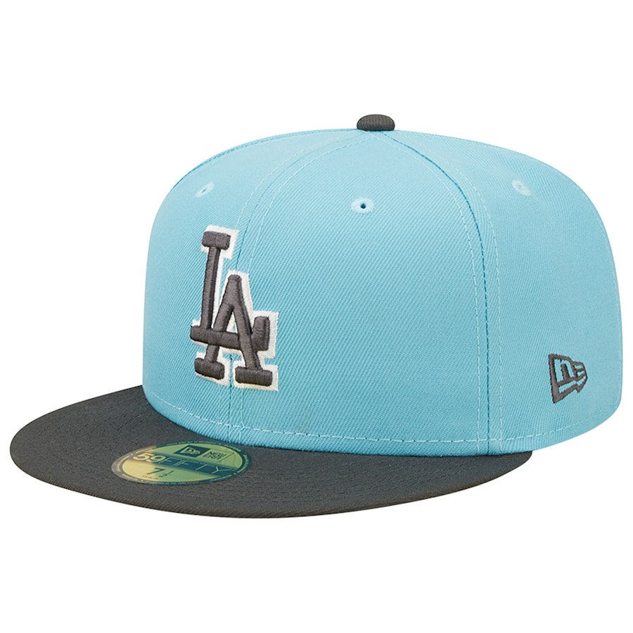 LOS ANGELES DODGERS 2 TONE COLOR PACK 59FIFTY FITTED HAT LIGHT BLUE CHARCOAL