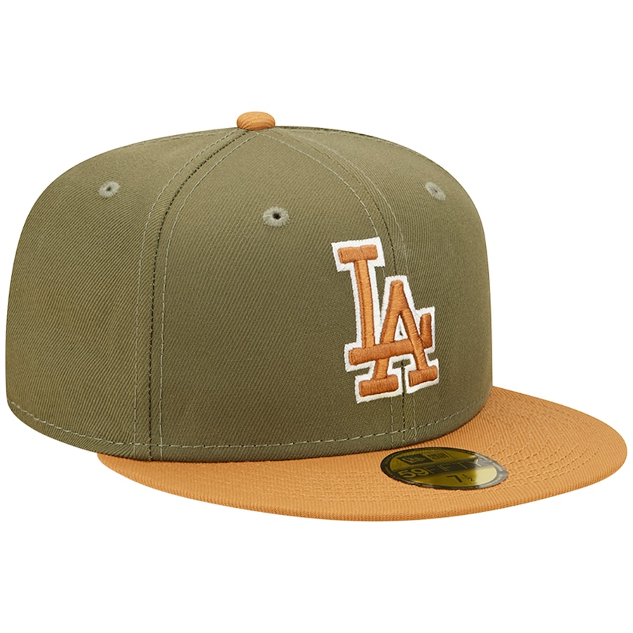 Los Angeles Dodgers 2-Tone Color Pack 59FIFTY Fitted Hat - Olive/ Brown NOVLBZ / 7 1/2