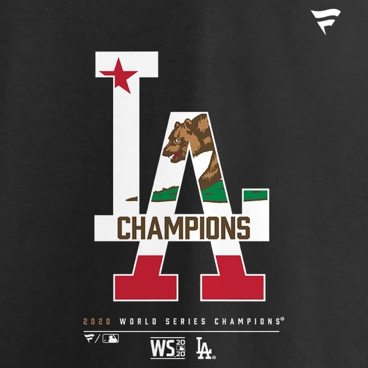 LOS ANGELES DODGERS MEN'S WORLD SERIES CHAMPS FLAG T-SHIRT