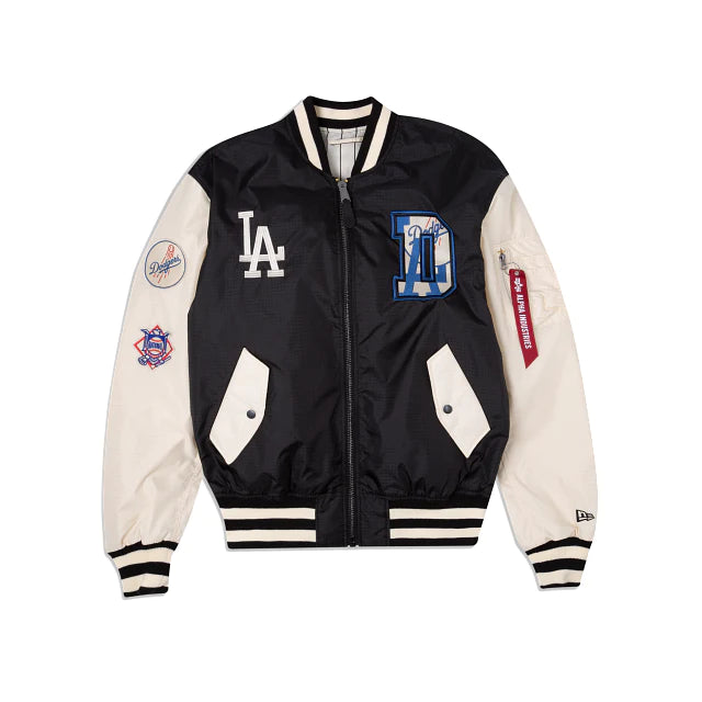 LOS ANGELES DODGERS NEW ERA ALPHA INDUSTRIES TEAM REVERSIBLE BOMBER JA –  JR\'S SPORTS