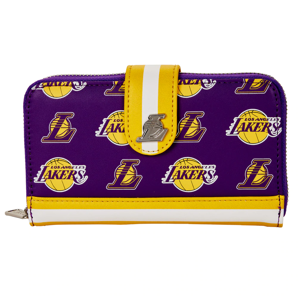 CARTERA CON LOGO DE LOS ANGELES LAKERS Y CREMALLERA ALREDEDOR