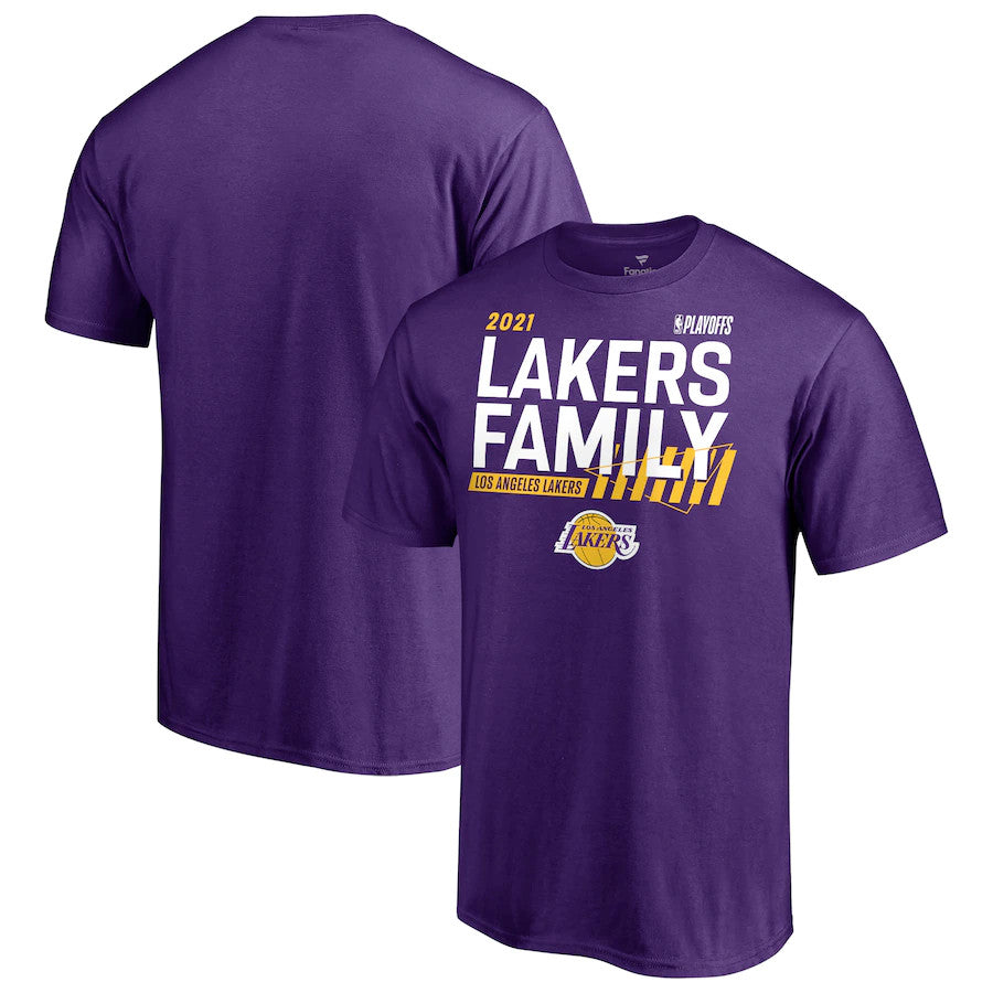 Men's Fanatics Branded Purple Los Angeles Lakers 2021 NBA Playoffs Bound Mantra T-Shirt Size: Large Men's Fanatics Branded Purple Los Angeles Lakers 2021 NBA Playoffs Bound Mantra T-Shirt Size: Large