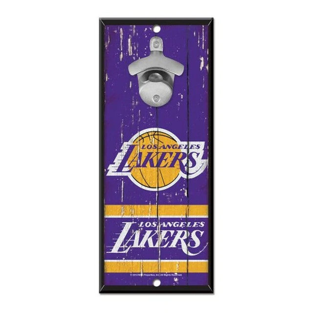 LOS ANGELES LAKERS WOOD WALL MOUNT BOTTLE OPENER