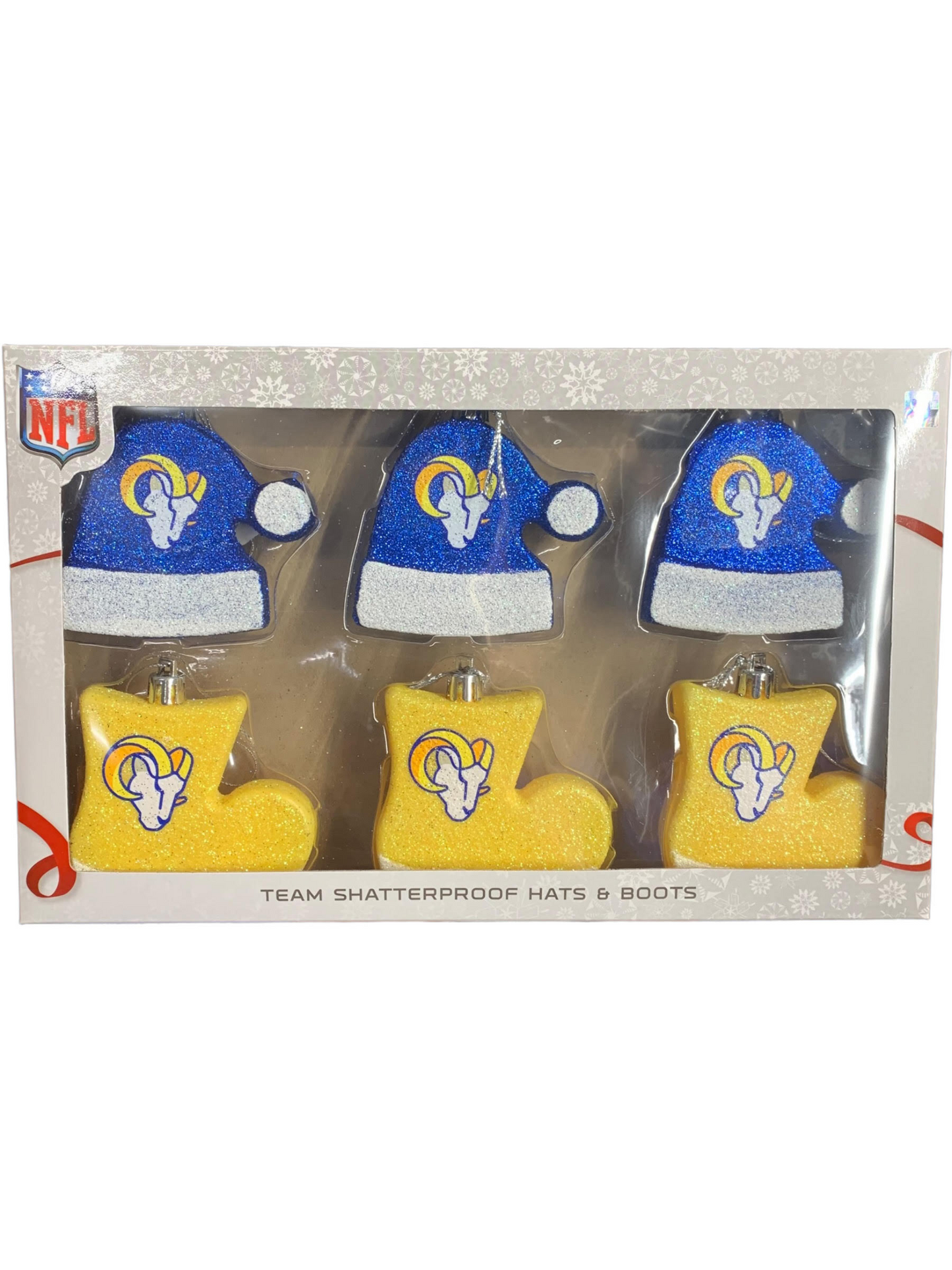 LOS ANGELES RAMS 6PK SOMBREROS Y BOTAS DE SANTA ADORNOS DE NAVIDAD IMPERMEABLES