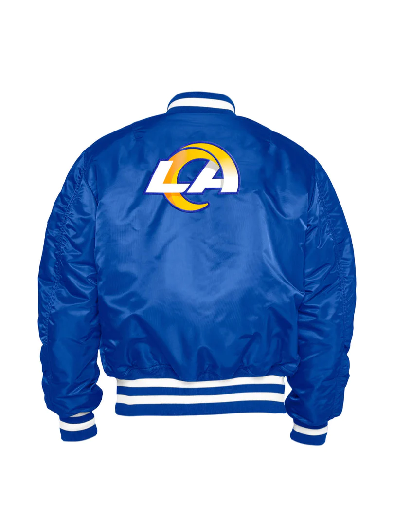 LOS ANGELES RAMS ALPHA INDUSTRIES REVERSIBLE BOMBER JACKET