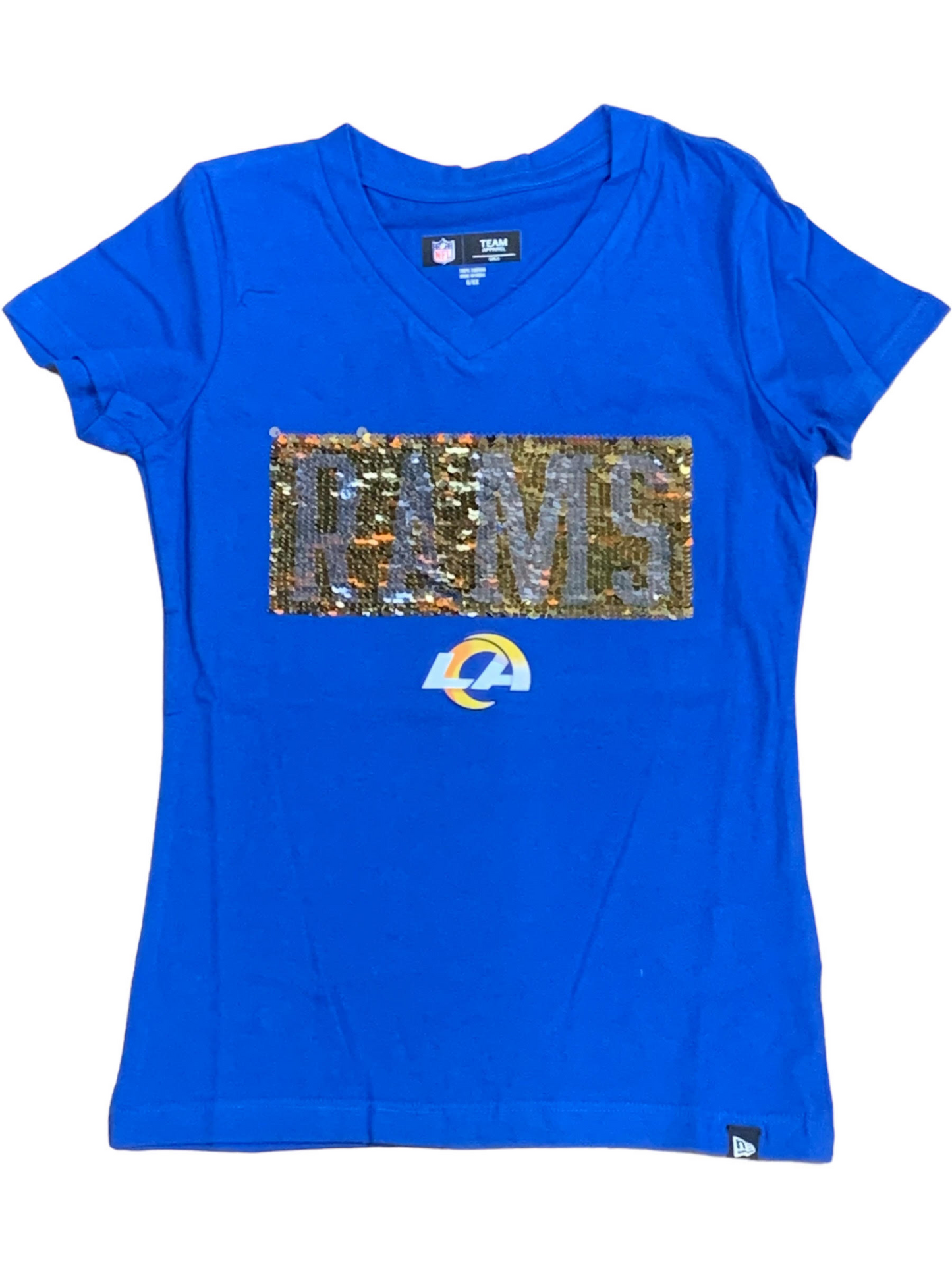 CAMISETA CON LENTEJUELAS DEL EQUIPO PARA NIÑAS RAMS DE LOS ÁNGELES