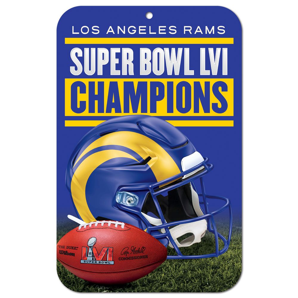 LOS ÁNGELES RAMS SUPER BOWL LVI CAMPEONES 11" X 17" PLÁSTICO SIGN