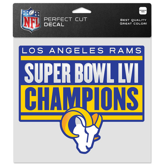 LOS ANGELES RAMS SUPER BOWL LVI CHAMPS 8" X 8" PERFECT CUT DECAL