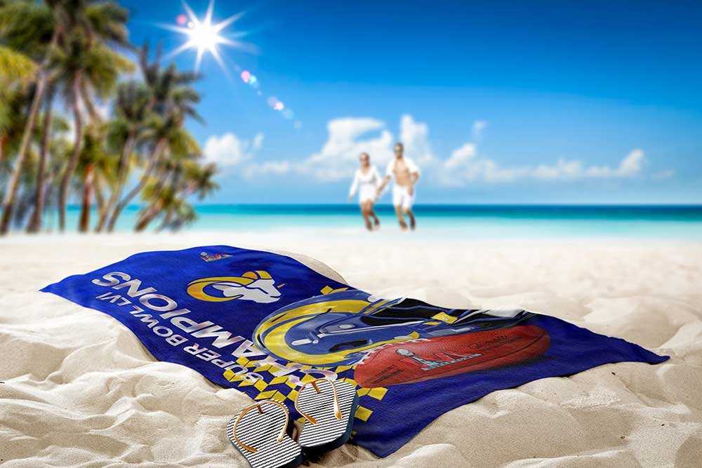 LOS ANGELES RAMS SUPER BOWL LVI CHAMPS BEACH TOWEL