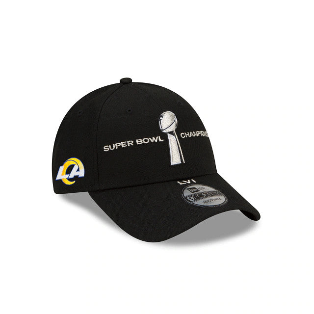 Men's New Era Black Los Angeles Rams Super Bowl LVI Champions Parade 9FORTY Snapback Adjustable Hat