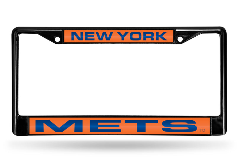 MARCO DE MATRÍCULA NEW YORK METS LASER NEGRO