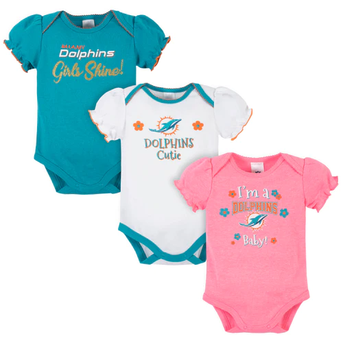 MIAMI DOLPHINS INFANT GIRLS 3PK BODYSUIT