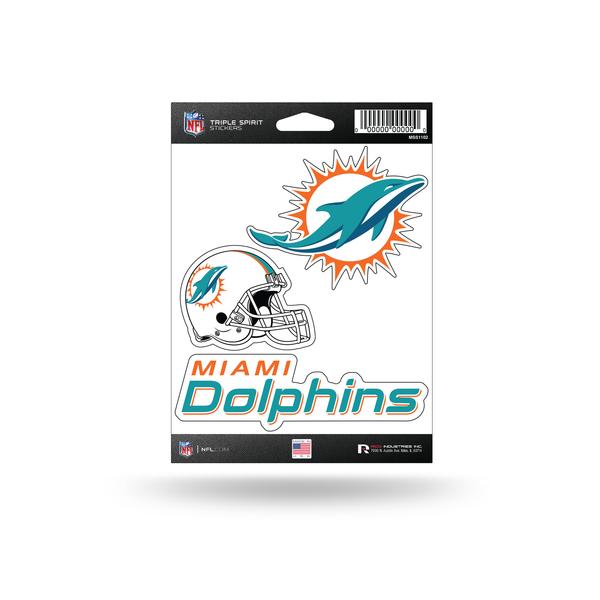 CALCOMANÍA DEL ESPÍRITU TRIPLE DE LOS DELFINES DE MIAMI
