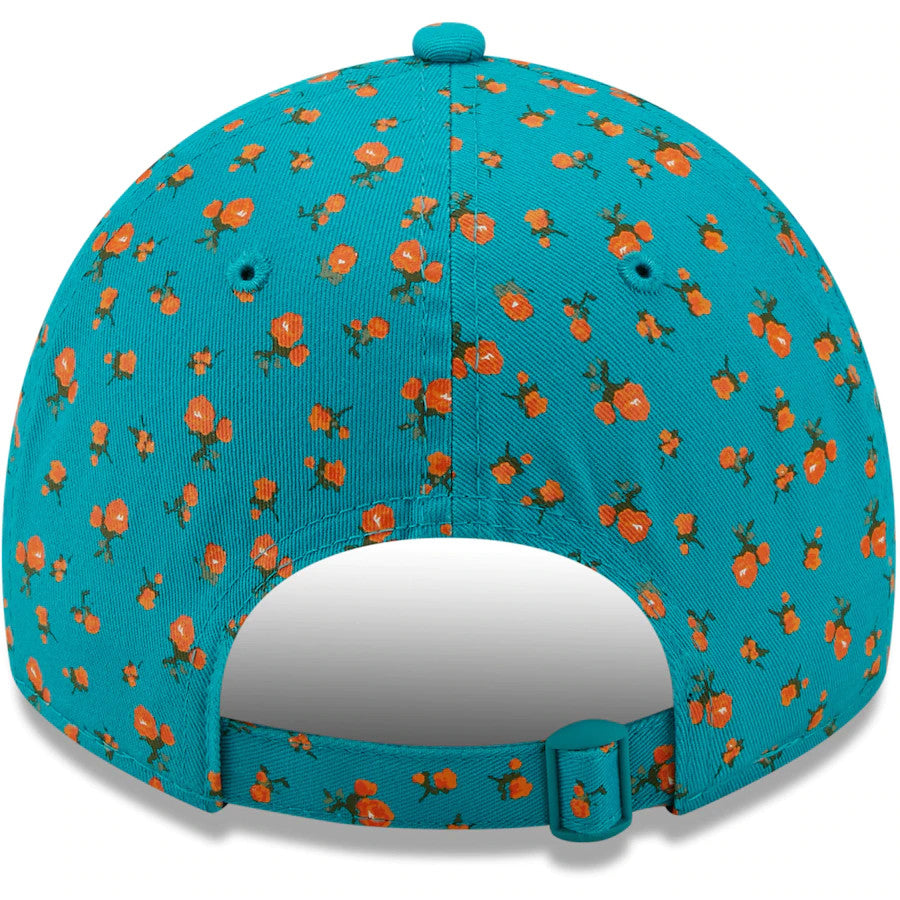 MIAMI DOLPHINS WOMEN'S FLORAL 9TWENTY ADJUSTABLE HAT - AQUA
