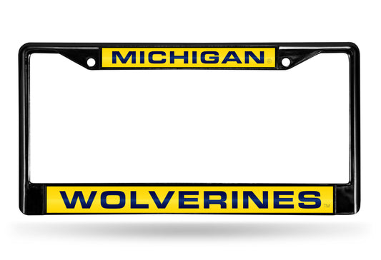 MICHIGAN WOLVERINES BLACK LASER LICENSE PLATE FRAME