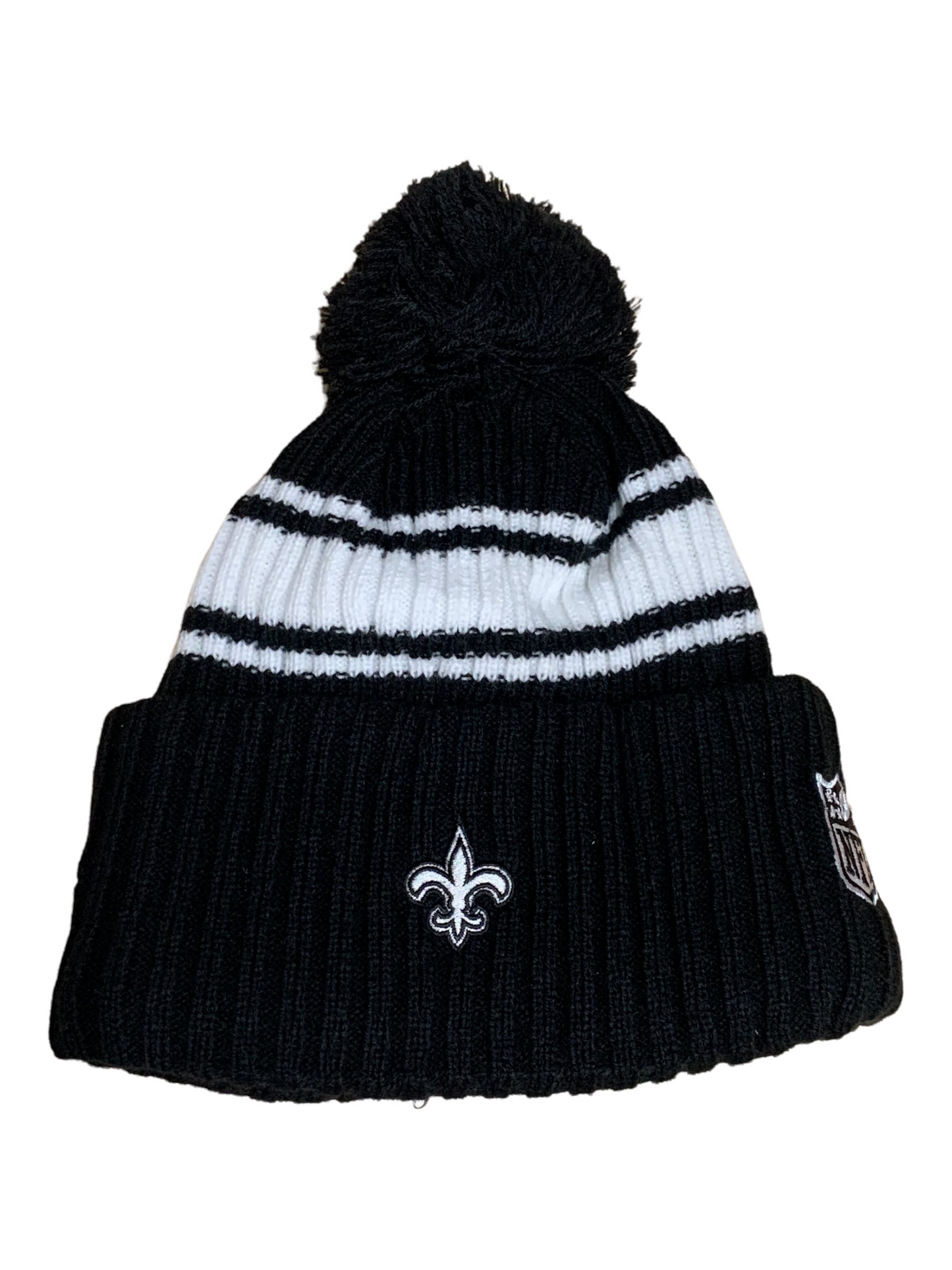 NEW ORLEANS SAINTS 2022 SIDELINE SPORT CUFFED POM KNIT -BLACK/WHITE