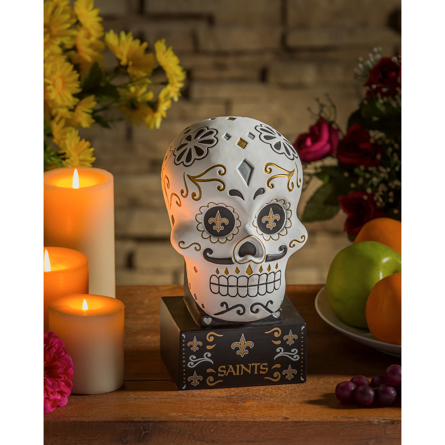 NEW ORLEANS SAINTS SUGAR SKULL HEAD