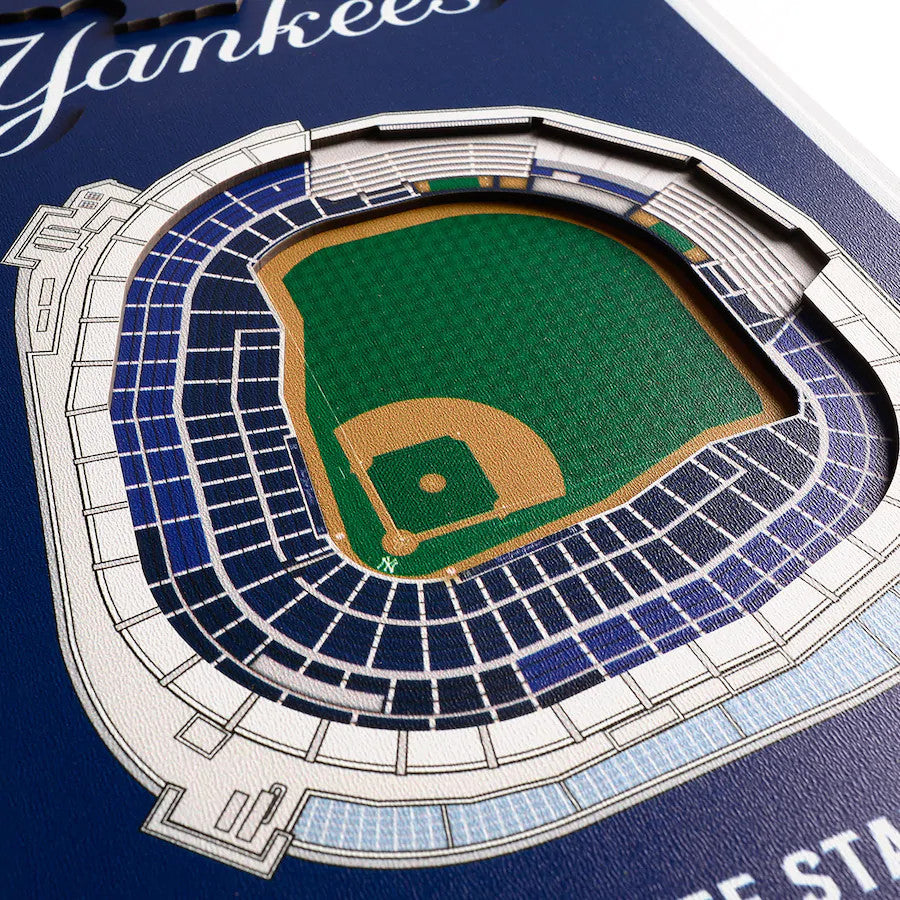 BANDERA DE MADERA CON VISTA AL ESTADIO 3D DE LOS YANKEES DE NUEVA YORK
