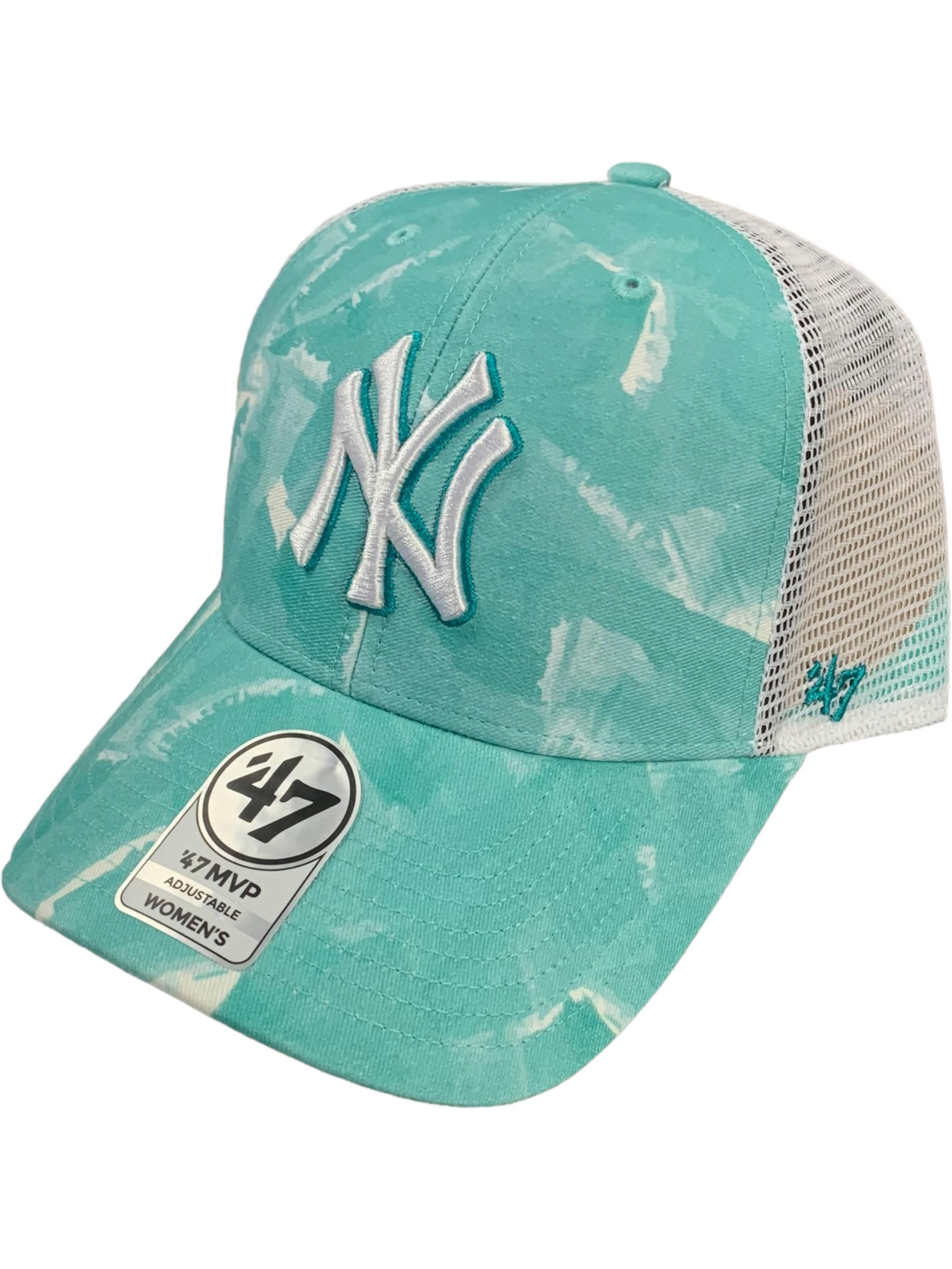 New York Yankees Womens 47 Brand MVP Trucker - Tiffany Blue