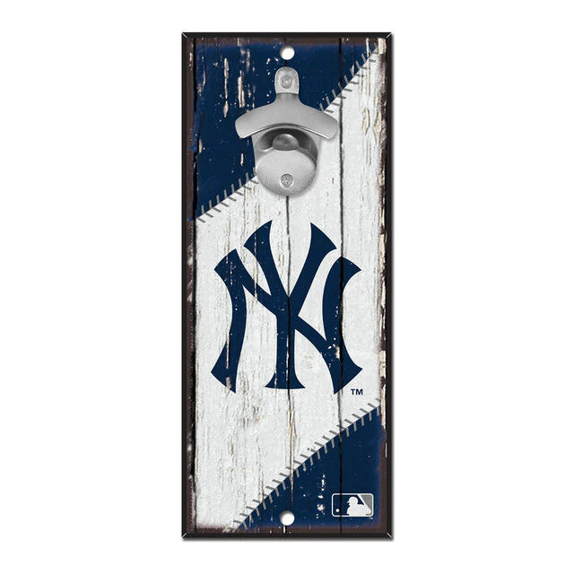 NEW YORK YANKEES WOOD WALL MOUNT BOTTLE OPENER