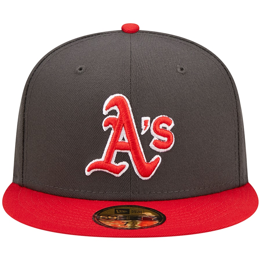 GORRA AJUSTADA 59FIFTY DEL PAQUETE DE COLOR DE 2 TONOS OAKLAND ATHLETICS - CARBÓN/ROJO