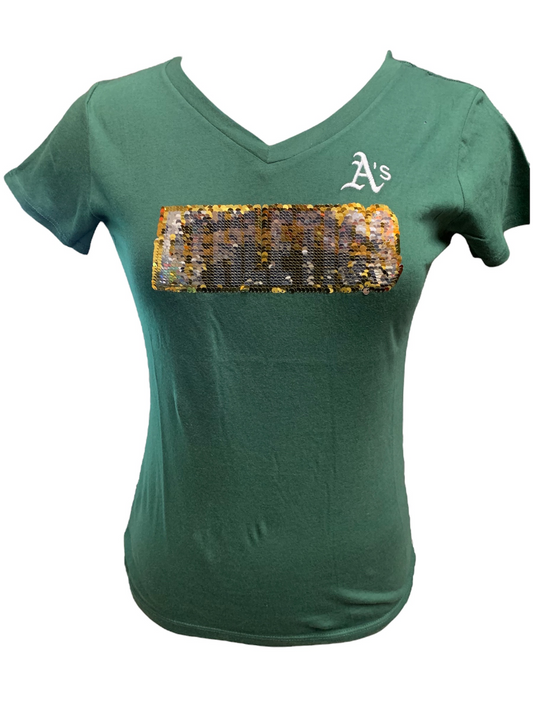 CAMISETA DE LENTEJUELAS PARA NIÑA OAKLAND A'S