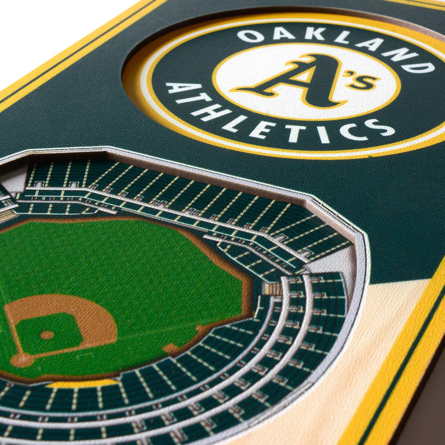 OAKLAND ATHLETICS 3D STADIUM VIEW WOOD BANNER
