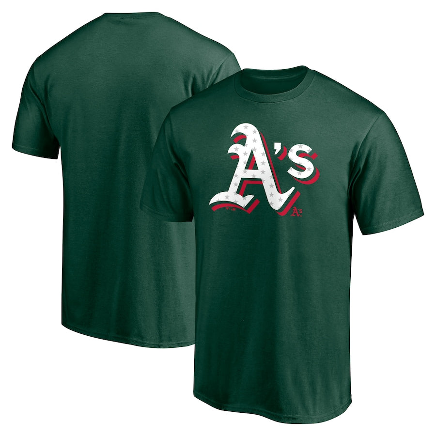 Men's Fanatics Branded Green Oakland Athletics Red White and Team Logo T-Shirt