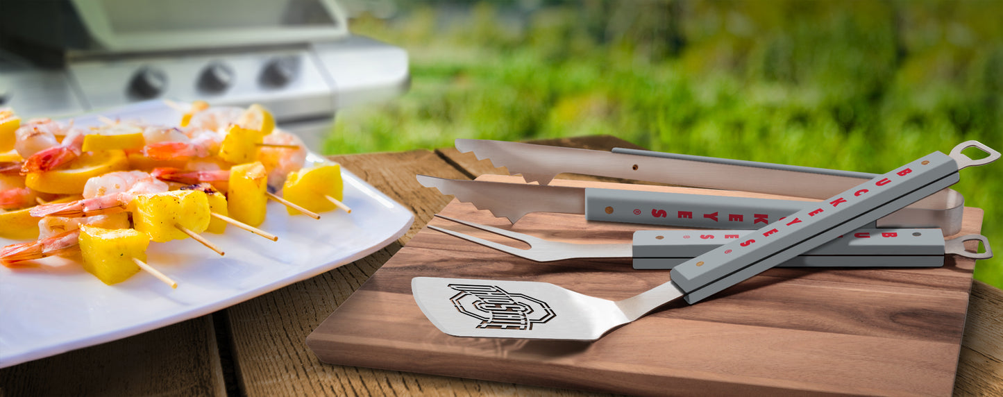 OHIO STATE BUCKEYES 3-PIECE SPORTULA BBQ UTENSIL SET