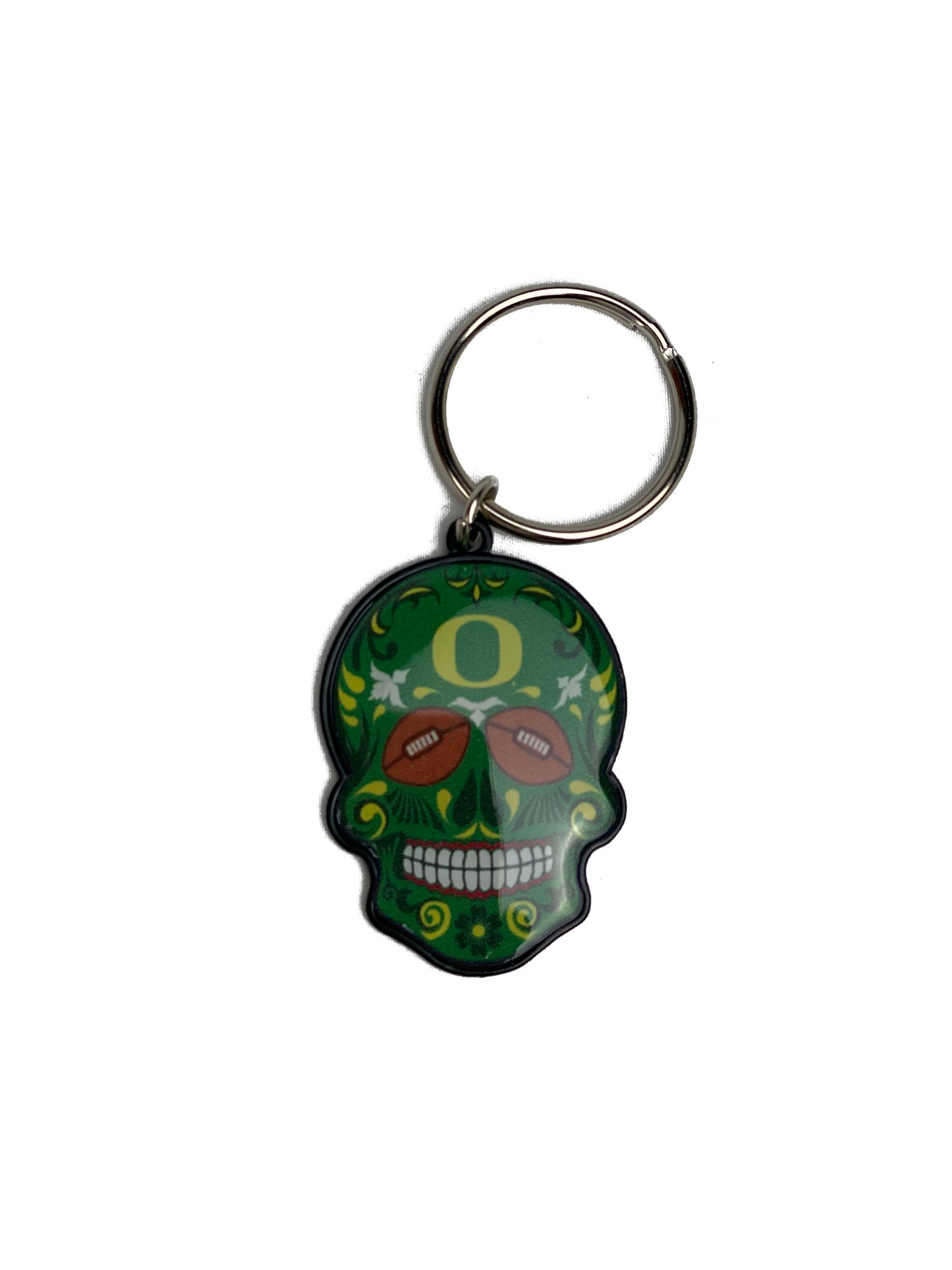 OREGON DUCKS SUGAR SKULL KEYCHAIN