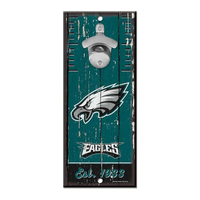 PHILADELPHIA EAGLES WOOD WALL MOUNT BOTTLE OPENER