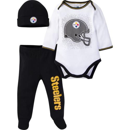 PITTSBURGH STEELERS RECIÉN NACIDO CONJUNTO DE PIJAMA DE 3 PIEZAS CON PIE
