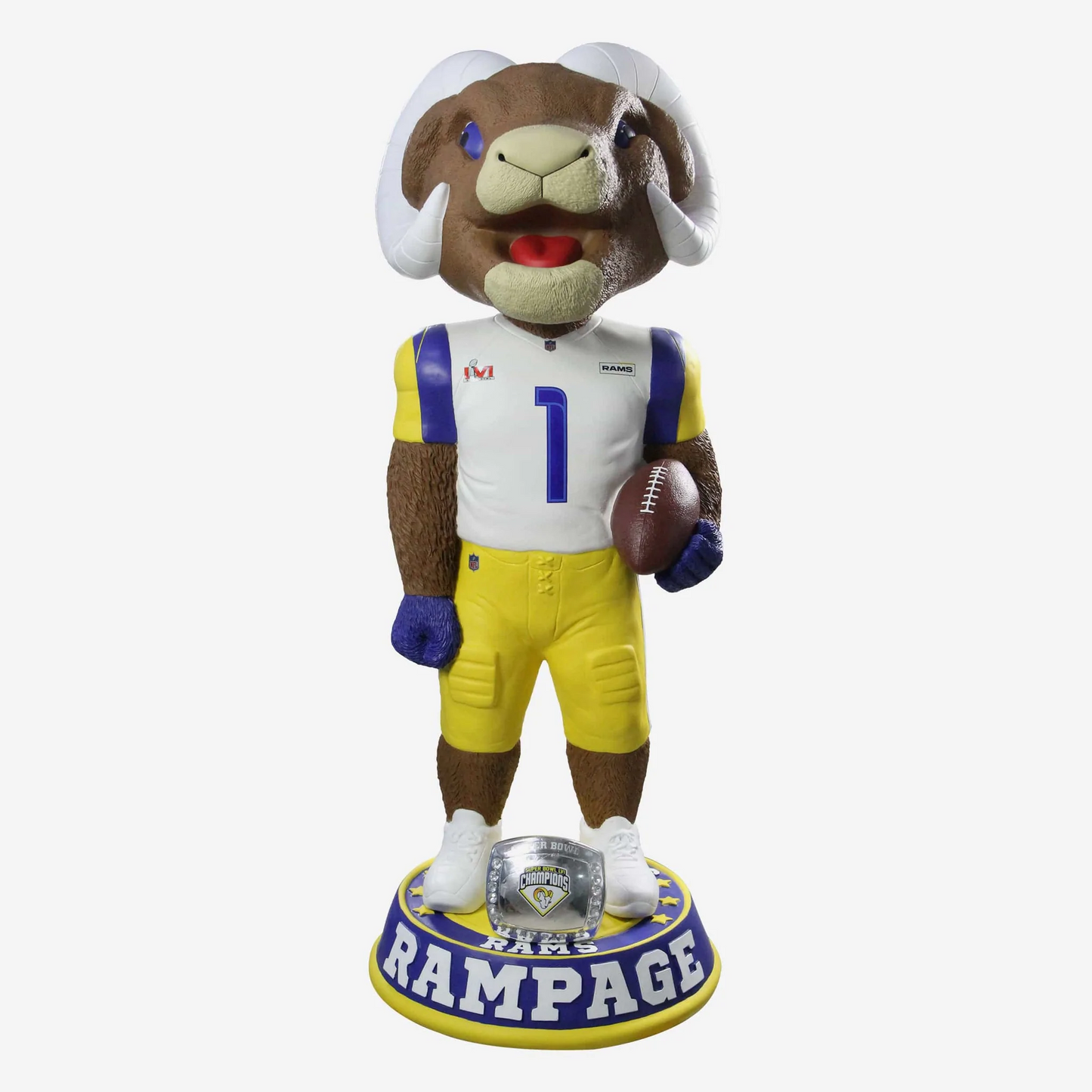 LOS ANGELES RAMS RAMPAGE SUPER BOWL LVI CHAMPIONS 3FT BOBBLEHEAD