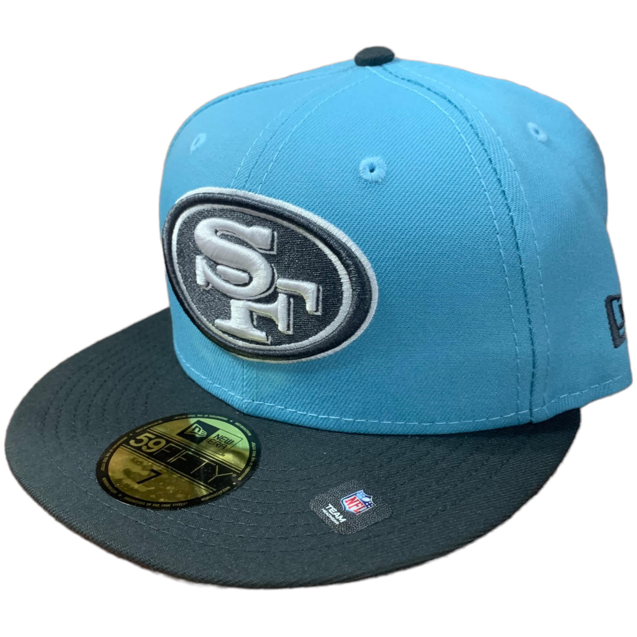San Francisco 49ers 2-Tone Color Pack 59FIFTY Fitted Hat - Light Blue/ Charcoal BLFSTC / 7 7/8