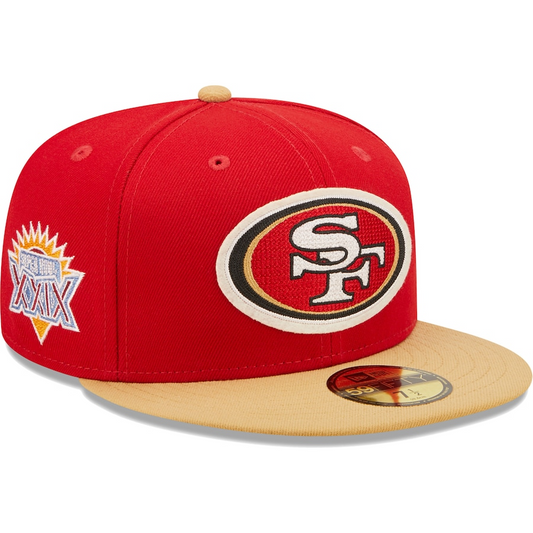SAN FRANCISCO 49ERS LETTERMAN 59FIFTY FITTED HAT - RED/GOLD