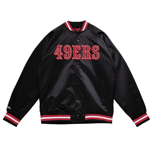 SAN FRANCISCO 49ERS  MEN'S LIGHTWEIGHT SATIN JACKET- BLACK/RED