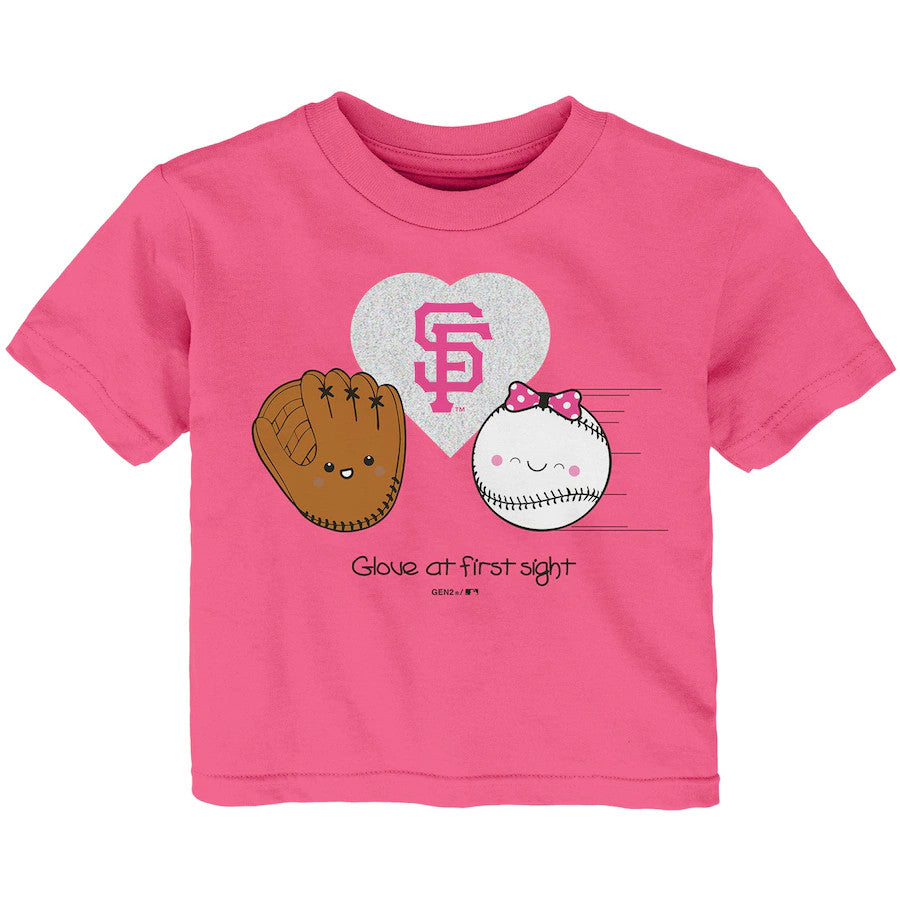 Outerstuff Girls Infant Pink San Francisco Giants I Glove You T-Shirt
