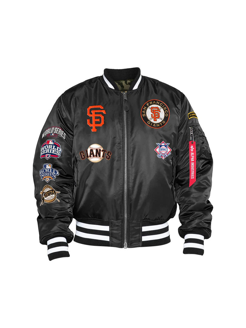 SAN FRANCISCO GIANTS MEN S ALPHA INDUSTRIES REVERSIBLE BOMBER JACKET JR S SPORTS