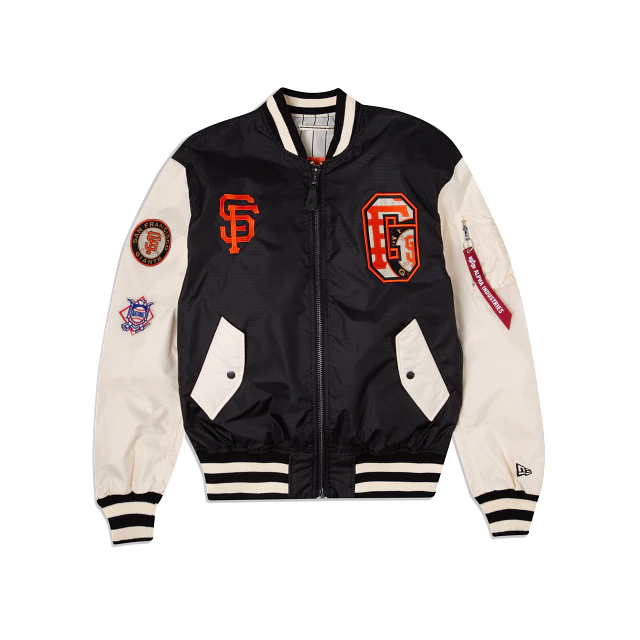 SAN FRANCISCO GIANTS NEW ERA ALPHA INDUSTRIES TEAM REVERSIBLE BOMBER JACKET